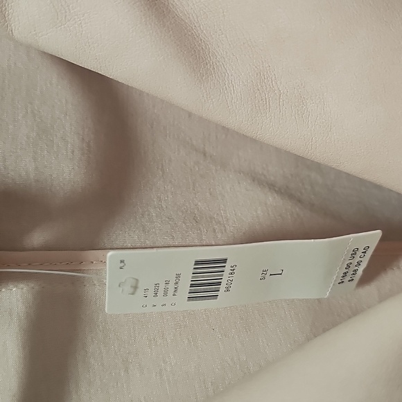 Anthro Avec Les Filles Pastel Pink Vegan Leather Moto Jacket NWT Size L - Picture 4 of 8